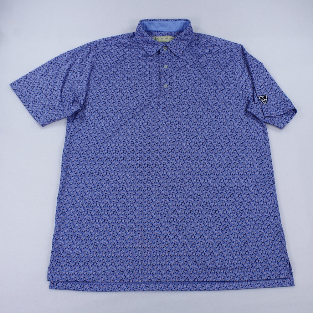 Donald Ross Sportswear Men's Short Sleeve Golf Polo Shirt Blue Floral - Size M